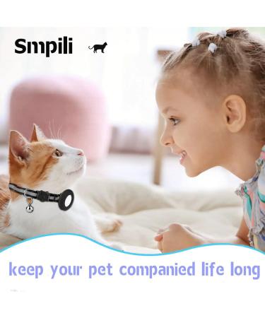 Smpili Airtag Cat Collar | Reflective Kitten Collar with Breakaway Feature | 0.4 Width | Black - Buy Online on SooperMarket.com