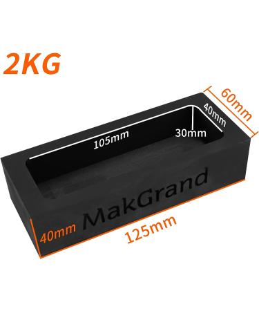 MakGrand 2Kg Graphite Ingot Mold for Melting Aluminum Copper Silver Gold 7 Capacity Options | Smelting Tool for Refining and Recycling Metal - Buy Online on SooperMarket.com