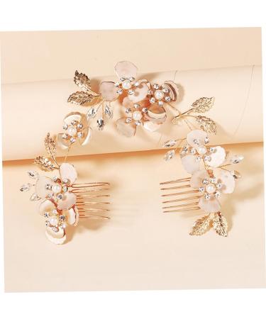 Mikinona Pearl Rhinestone Couple Combs Crystal Hair Comb Headband Floral Hair Comb Hairband Hair Comb Headdress Bridal Headband Comb Wedding Hair Accessory Women Headdress Bridal Headdress - Buy Online on SooperMarket.com