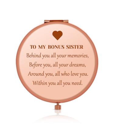 Bonus Sister Gift Unbiological Sister Inspirational Graduation Gift for Sister in Law Stepsister Gifts Travel Compact Pocket Mirror for Bonus Sister Best Friend Encouragement Birthday Wedding Gift