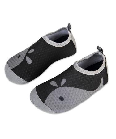 Kids Beach Swim Shoes Water Sport Shoes Barefoot Skin Boys Girls Baby Non-Slip Quick Dry Barefoot Aqua Socks Pool Surfing Yoga Garden 13/13.5 UK Child X Whale Black Gray