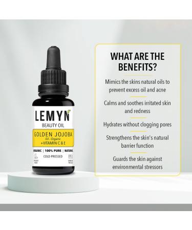 Golden Jojoba Oil with THD Vitamin C | Deep Hydration & Radiant Boost | Handcrafted in Santa Barbara | 1 Fl Oz - Freshly Made & Clinically Proven - Buy Online on SooperMarket.com