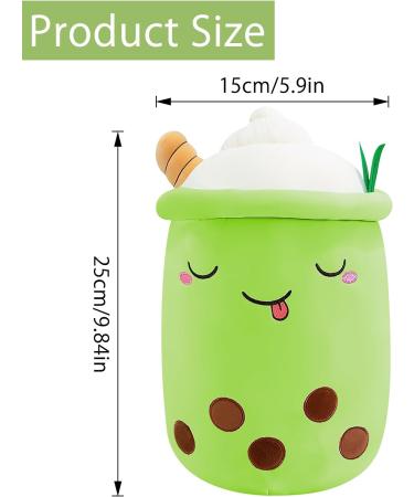 DAWRIS Bubble Tea Plush Pillow - Cute Bubble Milk Tea Cup Shaped Hugging Cushion Toy (Green) - Buy Online on SooperMarket.com