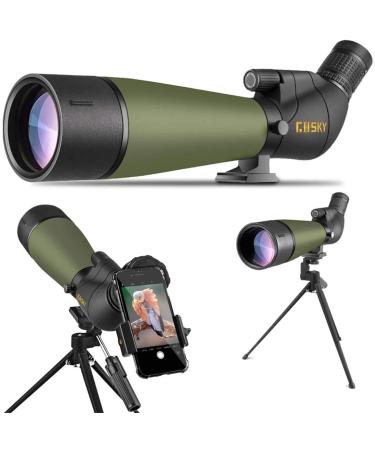 Gosky Updated 20-60x80 Spotting Scopes with Tripod, Carrying Bag and Quick Phone Holder - BAK4 High Definition Waterproof Spotter Scope for Bird Watching Wildlife Scenery