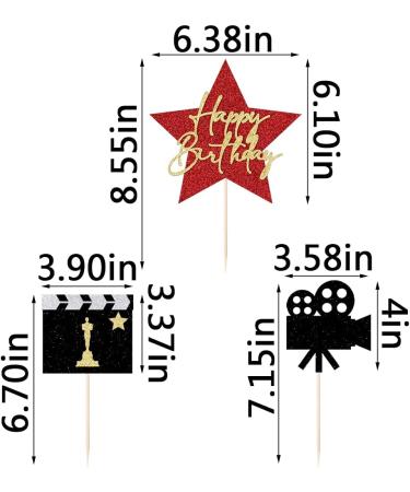 Qertesl Happy Birthday Movie Cake Topper Movie Night Cupcake Toppers Decoration Hollywood theme Cake Party Decoration. - Buy Online on SooperMarket.com