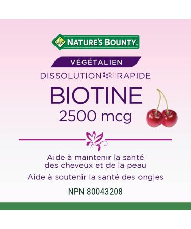 Nature's Bounty Biotin 2500mcg Supplement Helps Maintain Health of Hair and Skin Vegan formula 100 Tablets - Buy Online on SooperMarket.com