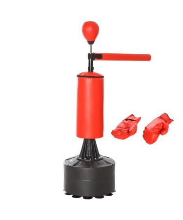 Soozier Boxing Bag Freestanding Punch Bag with Reflex Bar, Gloves, Rotating Flexible Arm, Speed Ball, Waterable Base for Adult & Kids