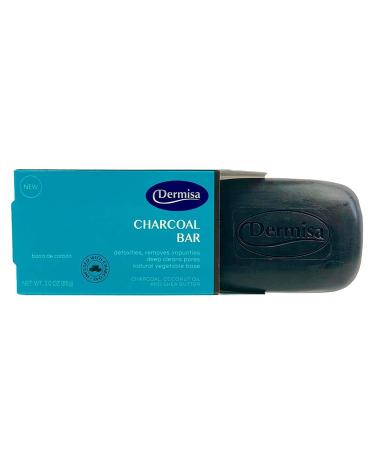 Dermisa Charcoal Bar | Natural Gentle Cleansing Bar | Contains Activated Charcoal Coconut Oil Shea Butter Vitamin C & Licorice | NO PARABENS | 3 OZ (1-Pack)
