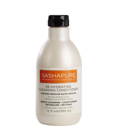 Re-Hydrating Cleansing Conditioner with Sacha Inchi Oil - Sulfate-Free Color Safe Gentle Cleansing Conditioning Detangling 12 fl. oz.