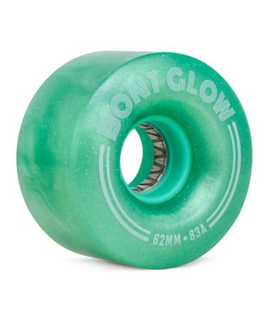 Bont Skates - Glow Light Up LED Quad Roller Skate Wheels - Luminous Recreational Street Outdoor Skating - 62x35mm 83A - Pack of 4 (Misty Teal)