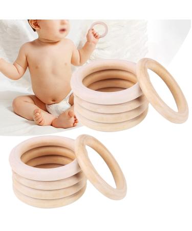 Akozon Baby Teether Toys - 10pcs Natural Wooden Teething Rings & Bracelets | Safe Baby Teething Accessories | Ideal DIY Craft - Buy Online on SooperMarket.com
