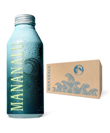 Mananalu Pure Water I Purified Water with Electrolytes |16 oz. Resealable Aluminum Bottles (12-Pack)