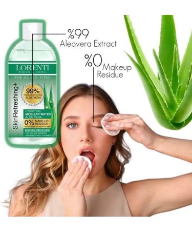 Lorenti Skin+ Micellar Water For Waterproof Makeup | Facial Cleanser & Makeup Remover | 0% Make-Up Residue | Any Skin Type 13.5 Fl Oz Aloe Vera 400 ml - Buy Online on SooperMarket.com