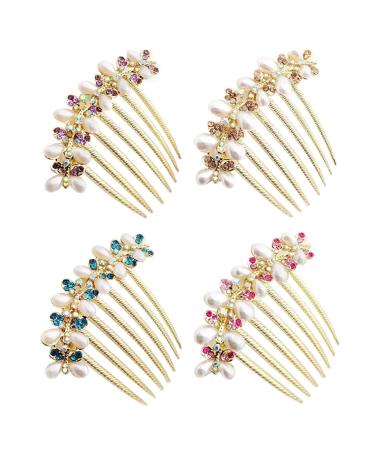Hair Combs Slides Hair Comb Clips for Women Hair Piece Pins with Pearl Rhinestones Hair Accessory rhinestone hair comb