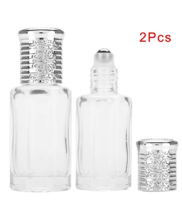 Empty Glass Roller Bottle Refillable Essential Oil Bottles 2pcs Mini Empty Glass Roller Bottle Perfume Essential Oil Bottles 10ml/12ml For Perfume Serum Lotion Aromatherapy Essential Oil(12ML-Silver)