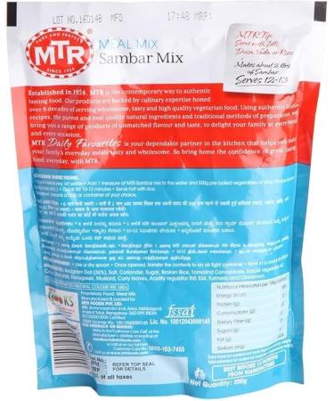 Seelans MTR Instant Sambar Mix 200g (Pack of 3) Authentic South Indian Samber Mix Ready Tasty and Healthy - Buy Online on SooperMarket.com