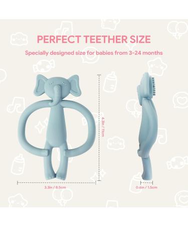 Clundoo Baby Biting Toys - Silicone Elephant & Rabbit Dental Aids for 3-24 Months - Soothe Sore Gums with Comfortable Bite Rings - Buy Online on SooperMarket.com