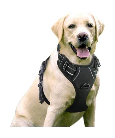 Rabbitgoo no-pull dog harness for large dogs puppy dishes adjustable soft dishes safe control chest harness padded dog harness black XL XL (1 Pack) black