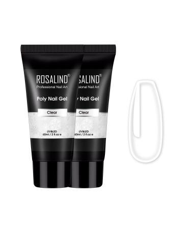 Rosalind poly nail gel acrylic gel for nails 2PCs transparent colors 60ml poly nails gel clear quick extension builder acrylic nail gel nail extension gel polish starter set for nail art set 1
