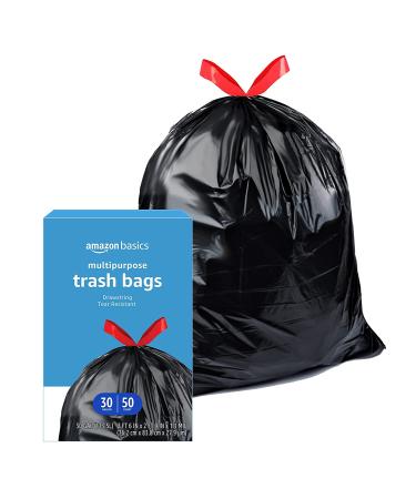 Amazon Basics 30 Gallon Drawstring Trash Bags - 50 Count | Multipurpose Garbage Bags - Buy Online on SooperMarket.com