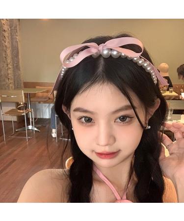 Limtula Pearls Bowknot Headbands for Woman Girl Ribbon Hairband for Skincare Makeup Delicate Hairband for Girl Taking Photo Blue - Buy Online on SooperMarket.com