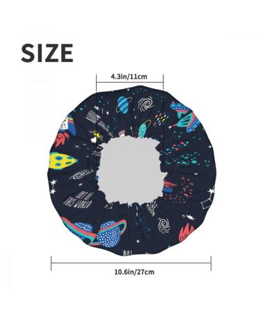 Moslion Space Shower Cap - Cute Cartoon Universe Design for Women | Reusable Double Layer Hair Cover for All Hair Lengths - Buy Online on SooperMarket.com