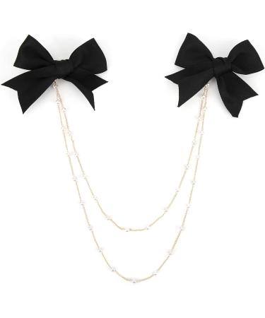 Buy Biitfuu 4Pcs Black Hair Bows with Pearl Chains - Stylish Hair Accessories for Girls & Women - International Shipping Available - Buy Online on SooperMarket.com