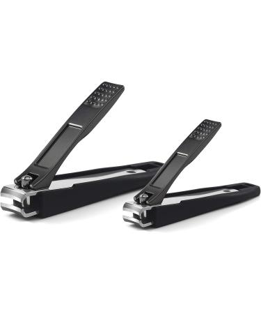 FERYES Nail Clippers Set - Stainless Steel Clippers with Catcher, 2 PCS for Fingernails and Toenails - Includes Black Metal Case - Buy Online on SooperMarket.com
