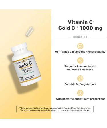Gold C USP Grade Vitamin C Compatible With California Gold Nutrition 1 000 mg 60 Capsules + Bonus Pill Organizer Weekly Pill Organizer Mini - Buy Online on SooperMarket.com