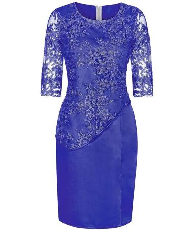Womens Plus Size Floral Lace Sheath Dress - Dark Blue - Knee Length for Work, Casual, Party - Cocktail Dress - Buy Online on SooperMarket.com