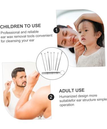 Stainless Steel Ear Cleaning Kit with 7 Picking Spoons - Rotary Tool Set for Ear Cleaning - Buy Online on SooperMarket.com