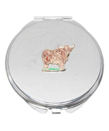 Highland Cow Enamel Compact Mirror Handbag Gift With Free Engraving 178