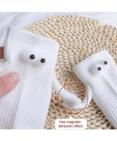 CUIKOSAER Funny Magnetic 3D Doll Couple Socks - Novelty Mid-Tube Cotton Socks for Teens - Unique Couple Holding Hands Design - White - Buy Online on SooperMarket.com