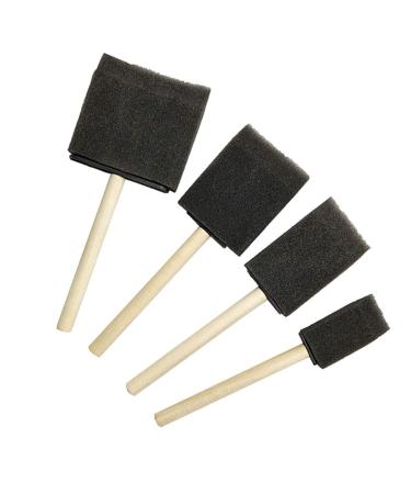 RLECS 4pcs Assorted Sizes Foam Sponge Wood Handle Paint Brushes for Acrylics, Stains, Varnishes, Crafts, Art