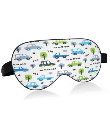 WELLDAY Sleep Mask Cartoon Cars Night Eye Shade Cover Soft Comfort Blindfold Blockout Light Adjustable Strap for Men Women