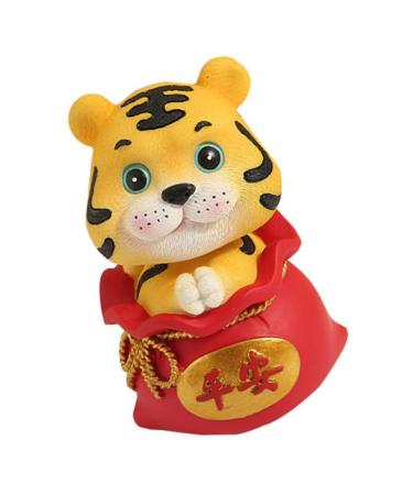 ORFOFE Kids Playset 1pc Year of The Tiger Bobble Head Ornament Red Lucky Bag Office Purse Resin Children Toys Red 6X6X9.5CM