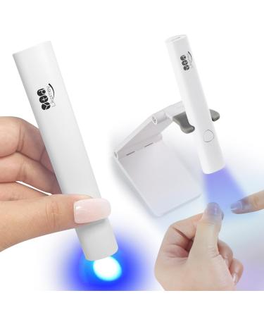 YTD Likomey Handheld UV LED Lamp for Gel Nail Polish White Quick Dry Mini Nail Light with Foldable Stand Portable Cordless Rechargeable for Fast Curing Nail Glue Acrylic Gel Polish