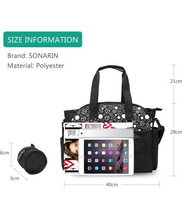 SONARIN Multi-Function Waterproof Baby Changing Tote Bag - Large Capacity Diaper Satchel with Pacifier Holder, Travel Messenger Bag for All Baby Accessories (Black) - Buy Online on SooperMarket.com