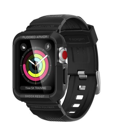 Spigen Rugged Armor Pro Designed for Apple Watch Band with Case for 38mm Series 3/2/1/Original (2015) - Black