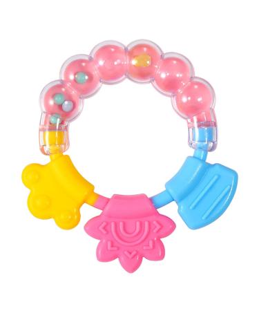 Silicone Baby Rattle Teether Gum Toy for Infants - Pink - Buy Online on SooperMarket.com