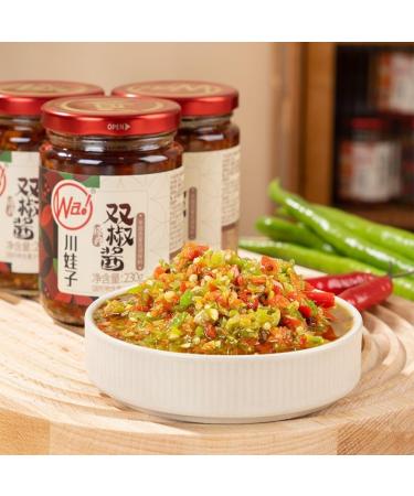 Sichuan specialty spicy Chili sauce and paste 230g/can green&red pepper chopped chili sauce delicious noodle sauce Chinese food instant spicy snacks (Double Pepper Sauce 1can) Double Pepper Sauce 1can - Buy Online on SooperMarket.com