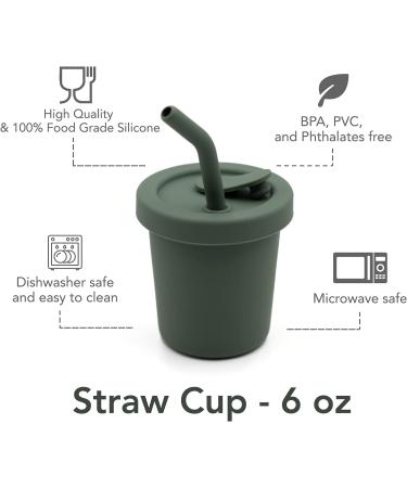 Silicone 6 Oz Straw Cup in Almond | Spill-Proof & Non-Slip | Dishwasher Safe - Buy Online on SooperMarket.com
