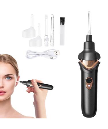 Earwax Removal Tool with Led Lights Chargeable Silicone Ear Scoop Vacuum Cleaner Ear Cleaner Electric Suitable for Family Adults and Children Black