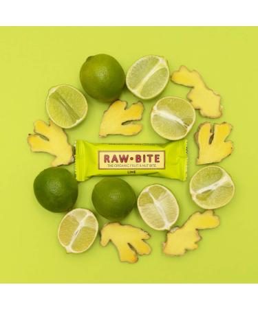 Raw Bite Lime Bar - Fruit-Nut Snack with Ginger & Chili | 12 x 50g Pack - Healthy Energy Bar - Buy Online on SooperMarket.com