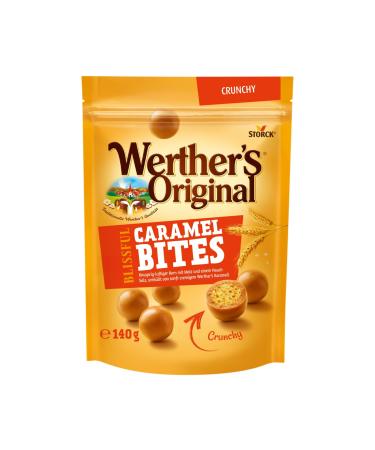 Werther s original Blissful Caramel Bites Crunchy-crispy-air balls covered with malt covered by gentle-creamy Werther s caramel-1 x 140g caramel 140g (Pack of 1)