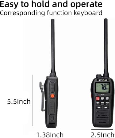 Retevis RA26 Marine Radio | Handheld Floating Boat Radio IP67 Submersible | Backlit LCD Display | NOAA Weather | Portable & Waterproof - Buy Online on SooperMarket.com