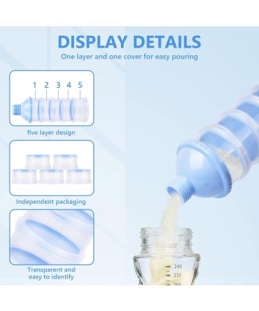 Vicloon Baby Milk Powder Dispenser - 2pcs Portable 5 Layers, 100ml per Layer, Stackable Pots, Blue - Buy Online on SooperMarket.com