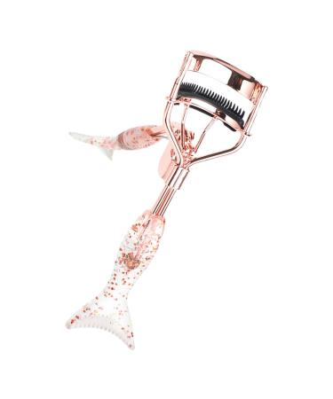 Eye Curler for Lashes - Small Fish Tail Shape Eye Curler with Comb Teeth Portable Ergonomic Beautiful Eyelash Tools Makeup Supplies for Girls Women Females A4 Electroplated Rose Gold With Black Comb Rose Go