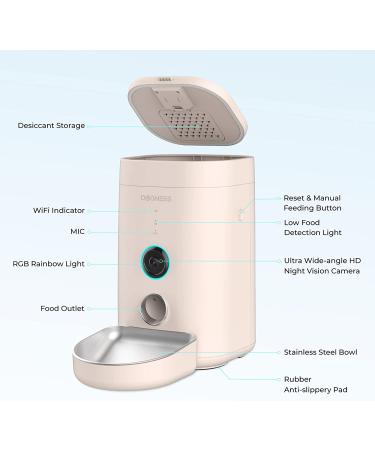 DOGNESS Automatic Cat Feeder with Camera - 1080P HD Video, Night Vision, WiFi, 2-Way Audio, Sensor Alerts (Pink) - Buy Online on SooperMarket.com