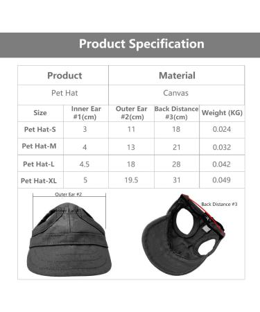 Adjustable Baseball Cap for Pets - Dog Sport Hat with Ear Holes - Summer Travel Dog Sun Hat (L-Black) - Buy Online on SooperMarket.com